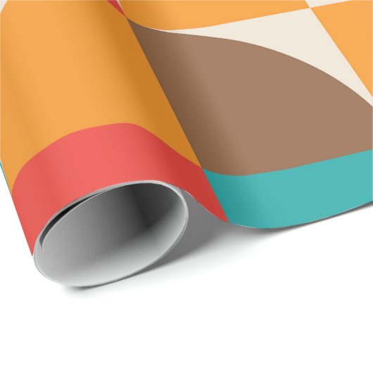 Midden eeuw Kleurrijke halve cirkels patroon Cadeaupapier (Rol Hoek)