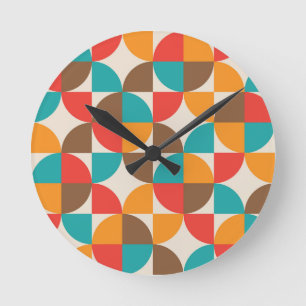 Midden eeuw Kleurrijke halve cirkels patroon Ronde Klok