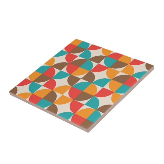 Midden eeuw Kleurrijke halve cirkels patroon Tegeltje (Zijkant)