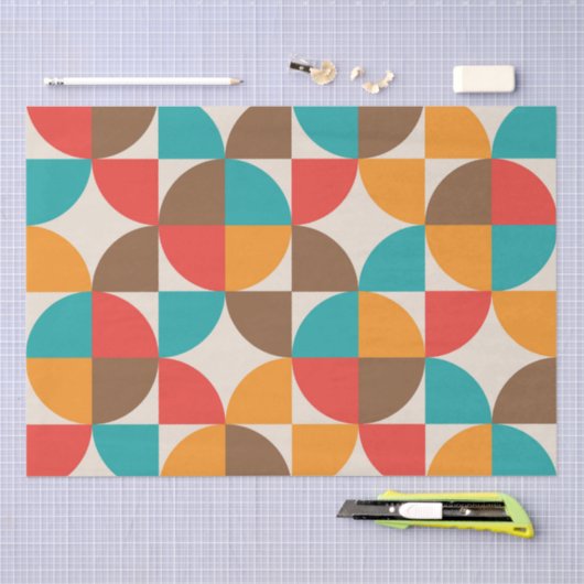 Midden eeuw Kleurrijke halve cirkels patroon Tissuepapier (Craft)