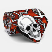 Midden-Eeuw Macabre Halloween Skelet Stropdas (Opgerold)