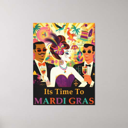 Midden eeuw Mardi Gras Cocktail Party Canvas Afdruk (Voorkant)