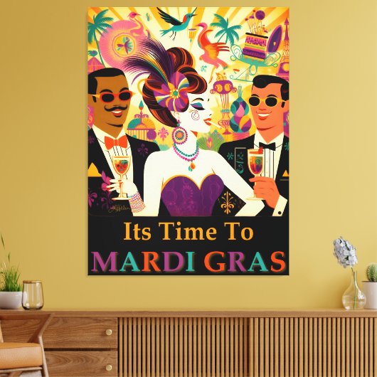Midden eeuw Mardi Gras Cocktail Party Canvas Afdruk (Insitu (Woonkamer))