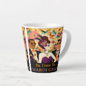Midden eeuw Mardi Gras Cocktail Party Latte Mok (Rechterhoek)