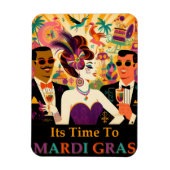 Midden eeuw Mardi Gras Cocktail Party Magneet (Verticaal)