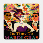 Midden eeuw Mardi Gras Cocktail Party Metalen Ornament (Voorkant)