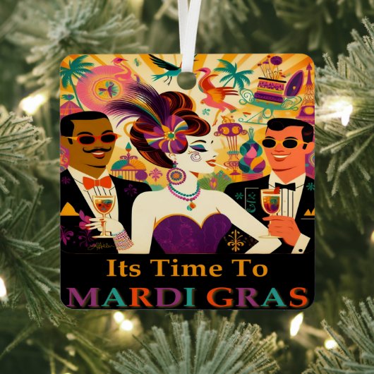 Midden eeuw Mardi Gras Cocktail Party Metalen Ornament (Insitu)