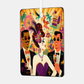 Midden eeuw Mardi Gras Cocktail Party Metalen Ornament (Voorkant links)