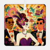 Midden eeuw Mardi Gras Cocktail Party Metalen Ornament (Voorkant)