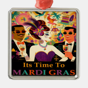 Midden eeuw Mardi Gras Cocktail Party Metalen Ornament