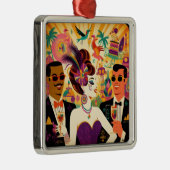 Midden eeuw Mardi Gras Cocktail Party Metalen Ornament (Rechts)