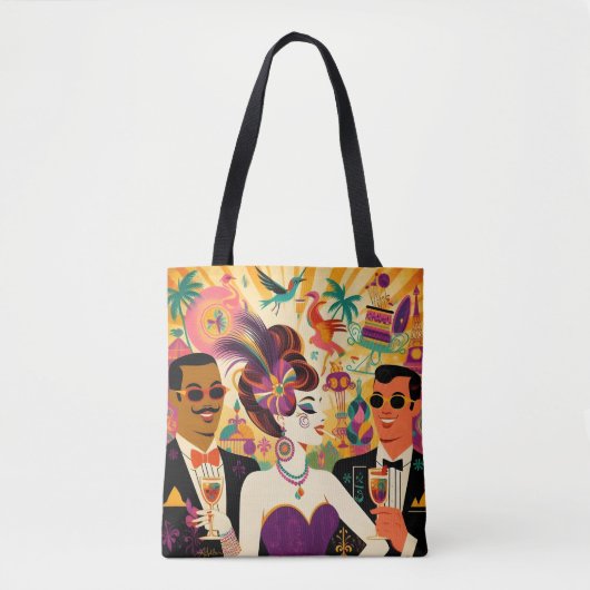 Midden eeuw Mardi Gras Cocktail Party Tote Bag (Voorkant)