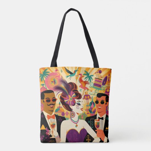 Midden eeuw Mardi Gras Cocktail Party Tote Bag (Achterkant)