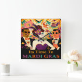 Midden eeuw Mardi Gras Cocktail Party Vierkante Klok (Huis)