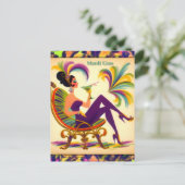 Midden eeuw Mardi Gras Vrouw met een Martini Briefkaart (Staand voorkant)