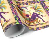 Midden eeuw Mardi Gras Vrouw met een Martini Cadeaupapier (Rol Hoek)