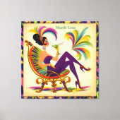 Midden eeuw Mardi Gras Vrouw met een Martini Canvas Afdruk (Voorkant)