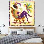 Midden eeuw Mardi Gras Vrouw met een Martini Canvas Afdruk (Insitu (Slaapkamer))