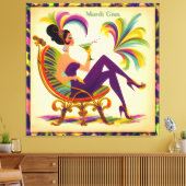 Midden eeuw Mardi Gras Vrouw met een Martini Canvas Afdruk (Insitu (Woonkamer))