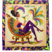 Midden eeuw Mardi Gras Vrouw met een Martini Douchegordijn (Voorkant)