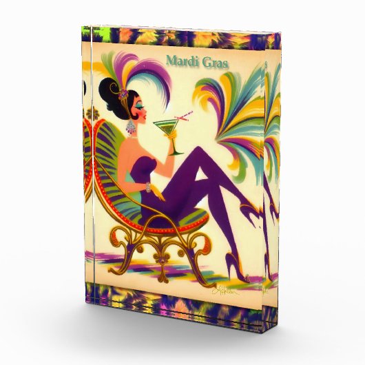 Midden eeuw Mardi Gras Vrouw met een Martini Fotoblokken (Rechts)