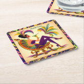 Midden eeuw Mardi Gras Vrouw met een Martini Kartonnen Onderzetters (Schuin)