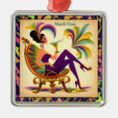 Midden eeuw Mardi Gras Vrouw met een Martini Metalen Ornament (Voorkant)