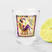 Midden eeuw Mardi Gras Vrouw met een Martini Shot Glas (Voorkant)