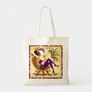 Midden eeuw Mardi Gras vrouw met een Martini Tote Bag