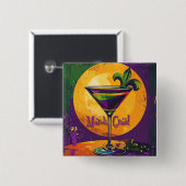 Midden eeuw Mardi Gras Zonsondergang Fleur De Lis Vierkante Button 5,1 Cm (Voorkant /achterkant)