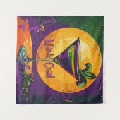 Midden eeuw Mardi Gras Zonsondergang Fleur De Lis Wandkleed (Voorkant (horizontaal))