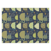 Midden eeuw marine blauw theekopje patroon tafelkleed (Voorkant (Horizontaal))