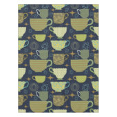 Midden eeuw marine blauw theekopje patroon tafelkleed (Voorkant)