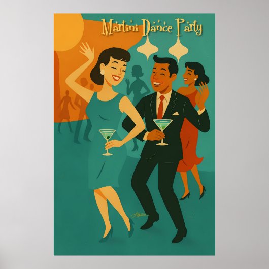 Midden Eeuw Martini Dansfeest Poster (Voorkant)