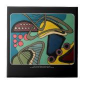 Midden eeuw Mod Abstract Aquatisch schilderij op e Tegeltje (Voorkant)