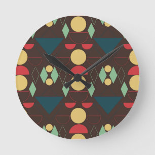 Midden Eeuw Mod Geometrisch Bruin Ronde Klok