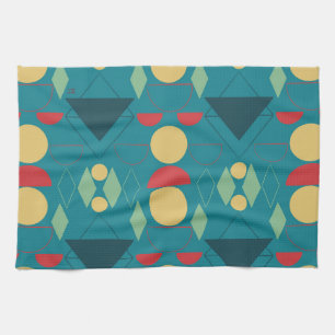 Midden Eeuw Mod Geometrisch Turquoise Theedoek
