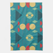 Midden Eeuw Mod Geometrisch Turquoise Theedoek (Verticaal)