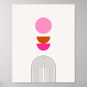 Midden eeuw Modern 04 Roze Zon en Regenboog Poster (Voorkant)
