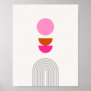 Midden eeuw Modern 04 Roze Zon en Regenboog Poster