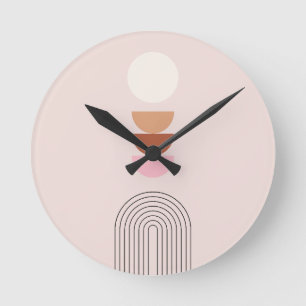 Midden eeuw Modern 08 Arch Blush Roze Ronde Klok
