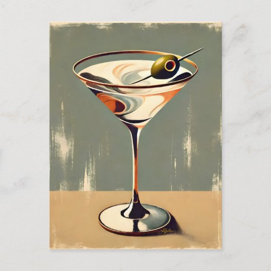 Midden Eeuw Modern 1 Olijf Martini Schilderij Briefkaart (Voorkant)