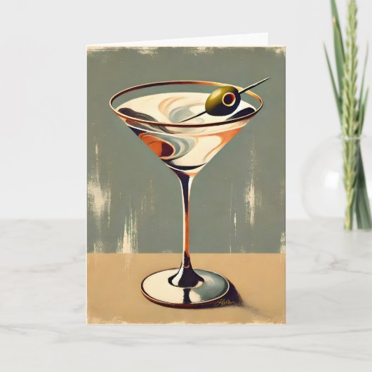 Midden Eeuw Modern 1 Olijf Martini Schilderij Kaart (Voorkant)