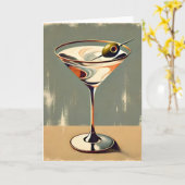 Midden Eeuw Modern 1 Olijf Martini Schilderij Kaart (Gele Bloem)