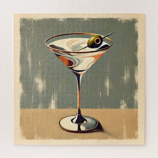 Midden Eeuw Modern 1 Olijf Martini Schilderij Legpuzzel (Verticaal)