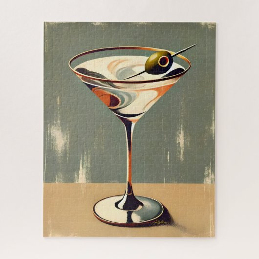 Midden Eeuw Modern 1 Olijf Martini Schilderij Legpuzzel (Verticaal)