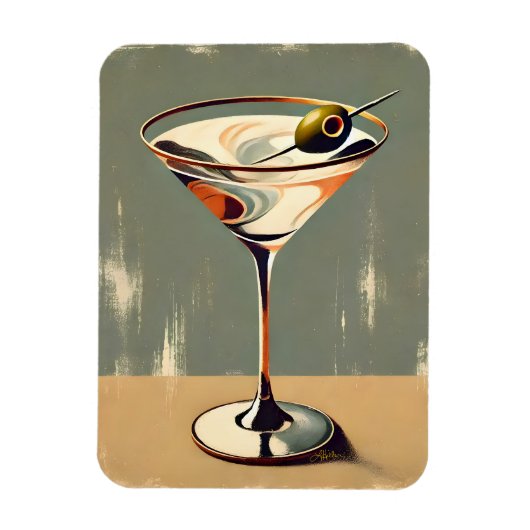 Midden Eeuw Modern 1 Olijf Martini Schilderij Magneet (Verticaal)
