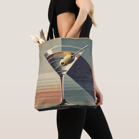 Midden eeuw modern 2 olijf martini cocktailuur tote bag (Dichtbij)