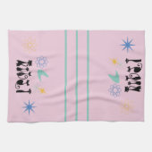 Midden Eeuw Modern 50s Zwarte Katten Atoom Theedoek (Horizontaal)