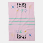 Midden Eeuw Modern 50s Zwarte Katten Atoom Theedoek (Verticaal)